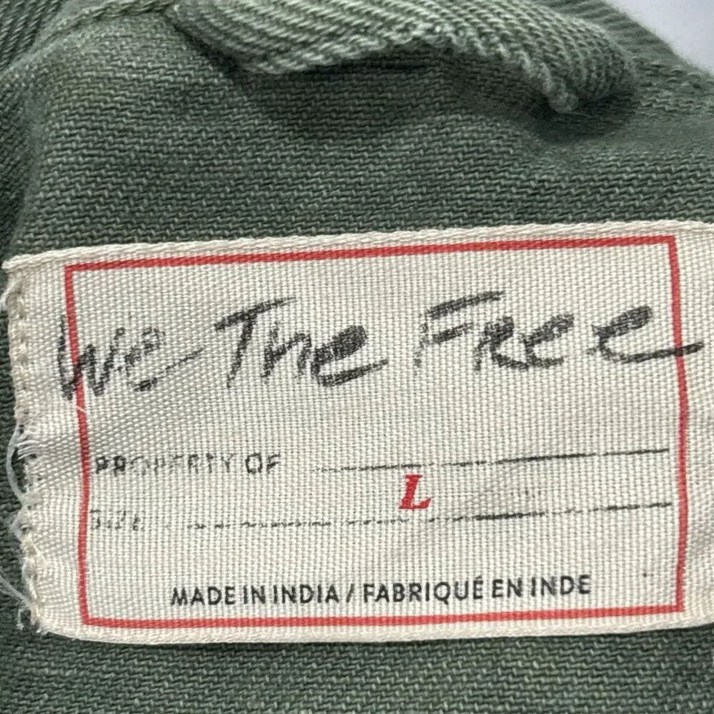 We The Free People Madison City Denim Jacket Large Green Oversized Grunge Boho - Picture 3 of 14